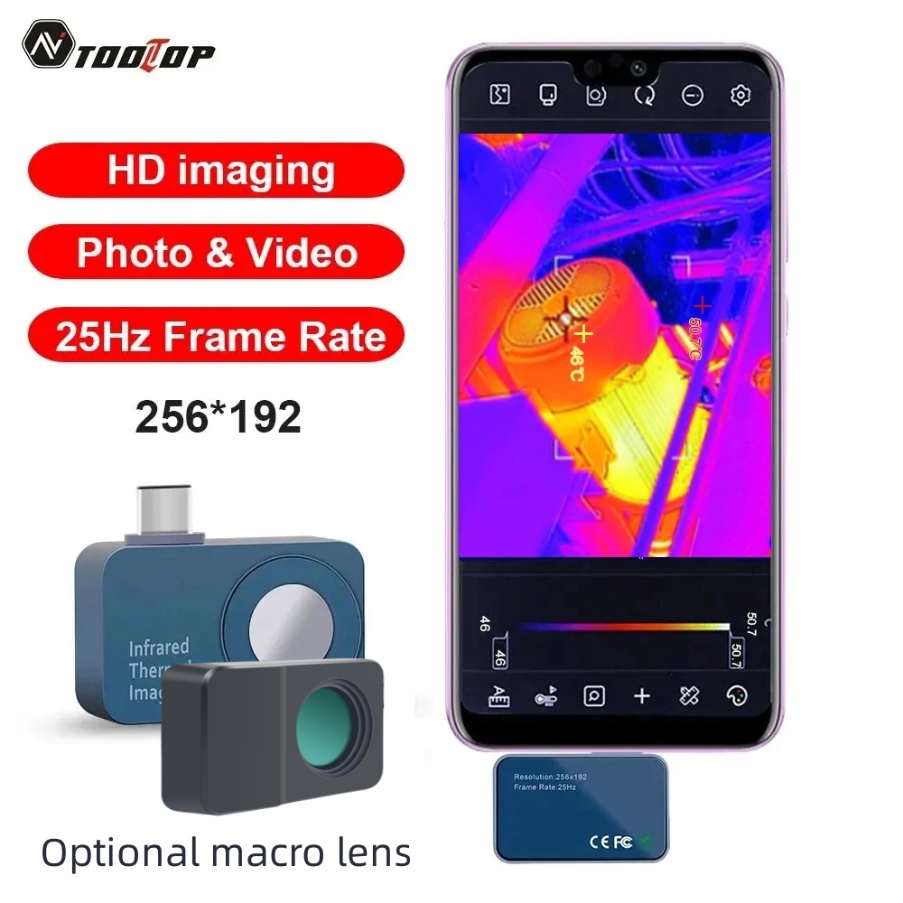 Infiray P2 Pro Macro Lens - Tooltop t7 256*192 android tipo-c termovisor