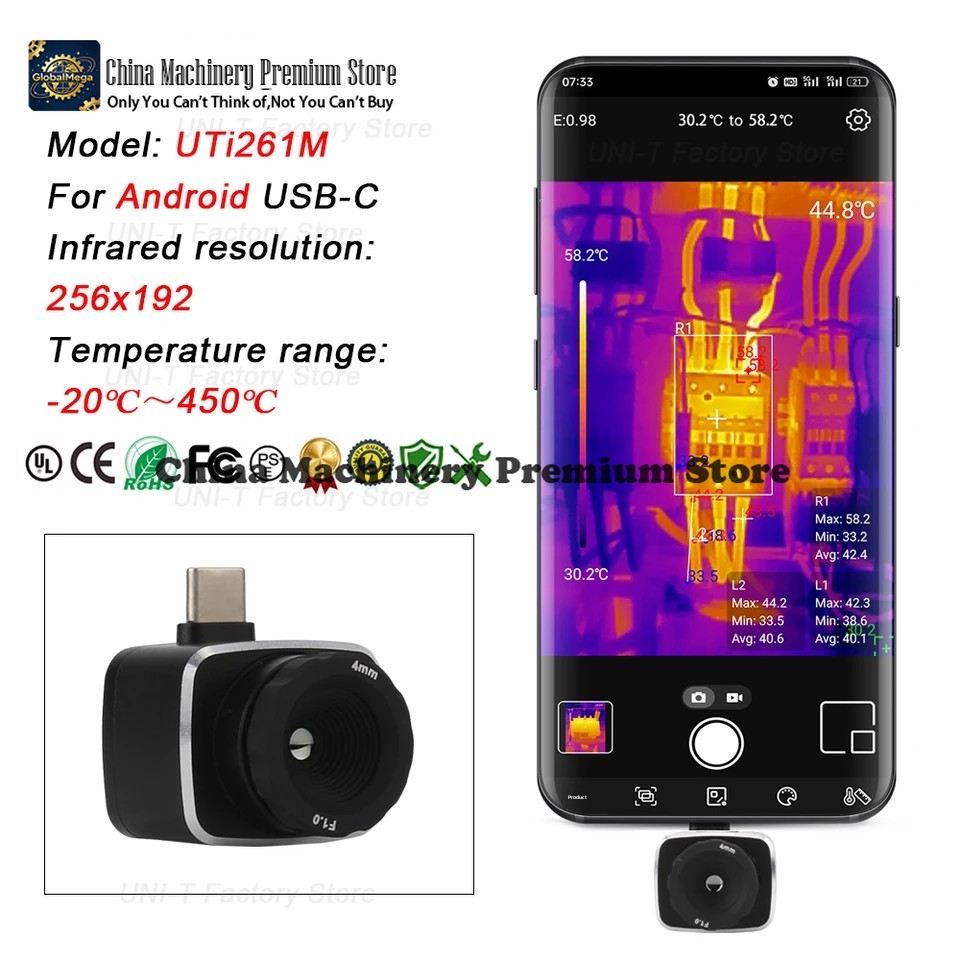 Thermal Imaging Camera 256X192 - Câmera Termográfica Infravermelha UNI-T UTi120Mobile UTi120MS
